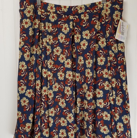 LuLaRoe Madison Teal Fall Floral Skirt Size 3XL - Picture 2 of 4